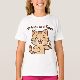 Crying Cat Sticker - "Het gaat goed!" grappige kar T-shirt