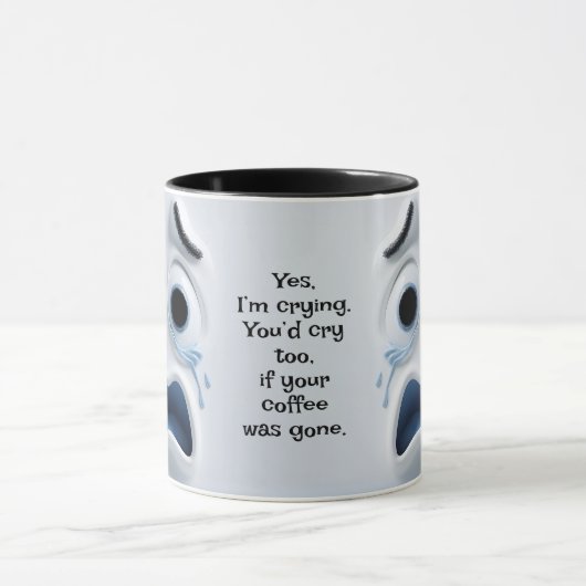 Crying Coffee? Add Name Message, Expressive Face Mok (Midden)