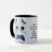 Crying Coffee? Add Name Message, Expressive Face Mok (Voorkant links)