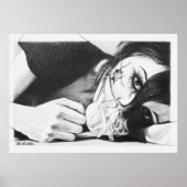Crying girl with rose Surreal drawing art Poster (Voorkant)