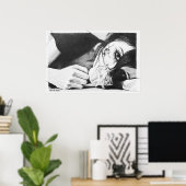 Crying girl with rose Surreal drawing art Poster (Thuiskantoor)