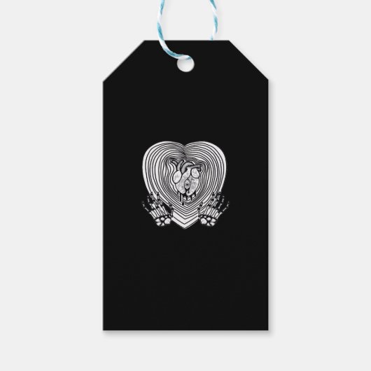 Crying Heart Classic - Skelet Handen Hart Cadeaulabel (Voorkant)