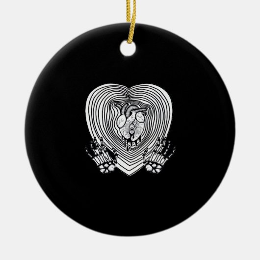 Crying Heart Classic - Skelet Handen Hart Keramisch Ornament (Voorkant)