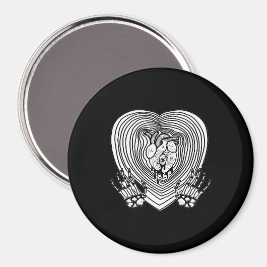 Crying Heart Classic - Skelet Handen Hart Magneet (Voorkant / Achterkant)