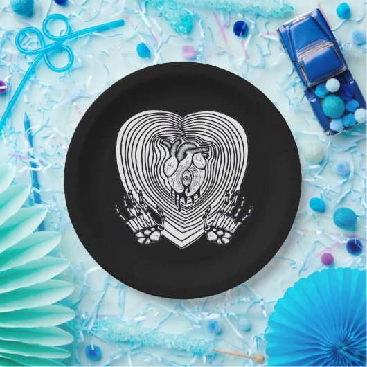 Crying Heart Classic - Skelet Handen Hart Papieren Bordje (Feest)