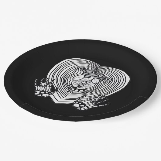 Crying Heart Classic - Skelet Handen Hart Papieren Bordje (Gekanteld)