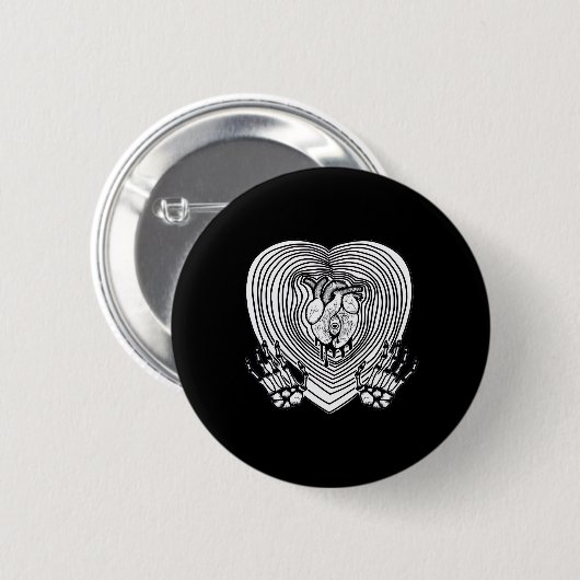 Crying Heart Classic - Skelet Handen Hart Ronde Button 5,7 Cm (Voorkant /achterkant)