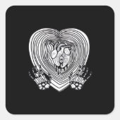Crying Heart Classic - Skelet Handen Hart Vierkante Sticker (Voorkant)
