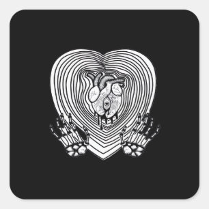 Crying Heart Classic - Skelet Handen Hart Vierkante Sticker
