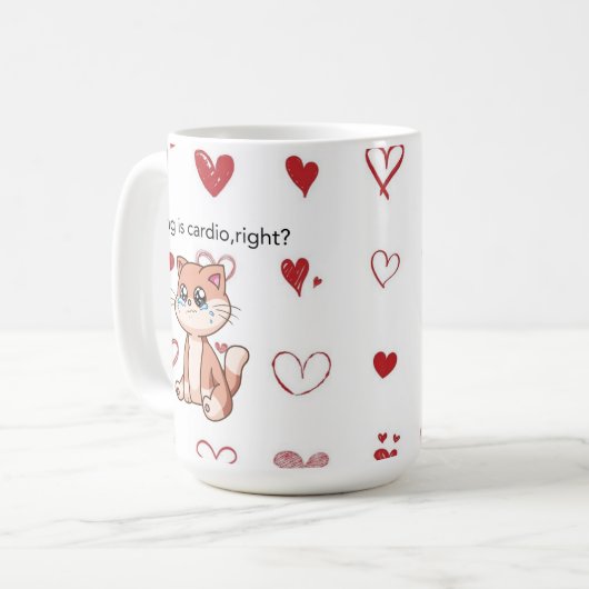 Crying Is Cardio, Right? | Cute Crying Cat Design Koffiemok (Voorkant links)