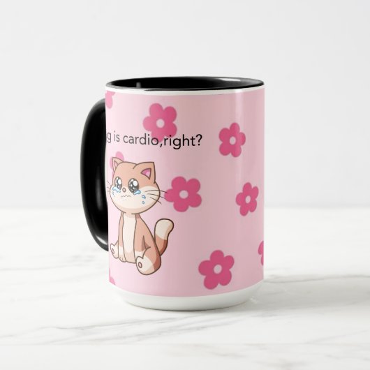 Crying Is Cardio, Right? | Cute Crying Cat Design Mok (Voorkant links)