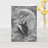 Crying Moon Angel Wenskaart Kaart (Gele Bloem)