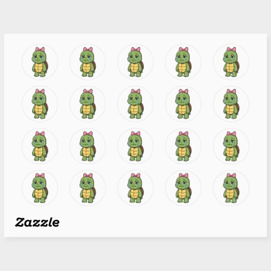 Crying turtle ronde sticker (Vel)