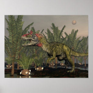 Cryolophosaurus dinosaur - 3D rendering Poster