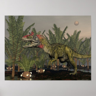 Cryolophosaurus dinosaur - 3D rendering Poster
