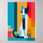 Cryptic Cat Pop Art Poster<br><div class="desc">Een wonderlijk eigenaardig portret van een mysterieuze kat die zich mengt in de smaakvol gerangschikte achtergrond. Het perfecte stukje wandkunst voor feliene bewonderaars van alle strepen.</div>