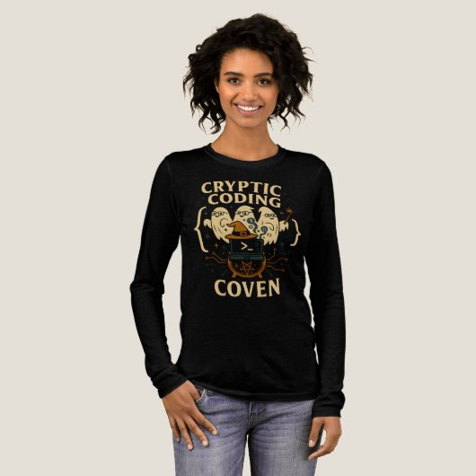 Cryptic Coding Coven Computer Teacher Halloween Tri-Blend Shirt (Voorkant)