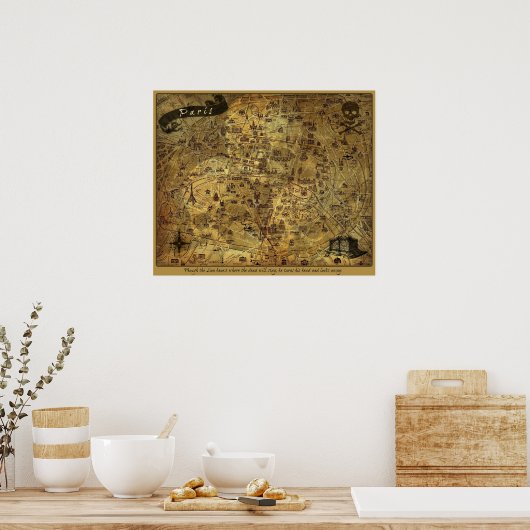 Cryptic Treasure Map of Paris Poster (Keuken)
