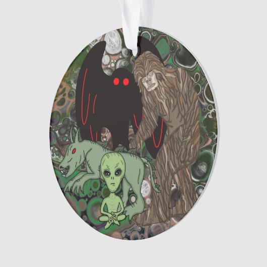 Cryptid Big Foot, Alien, Chupacabra, Mothman Ornament (voorkant)
