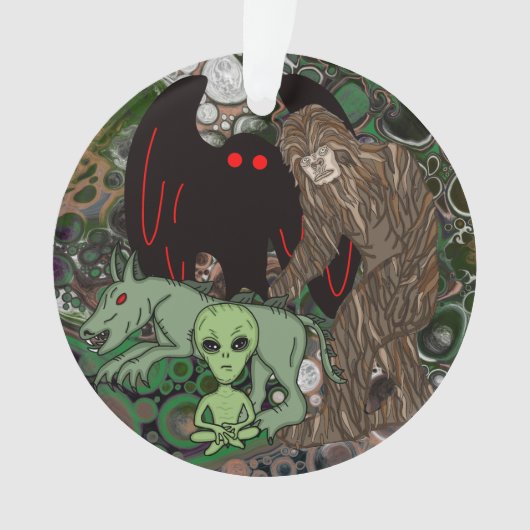 Cryptid Big Foot, Alien, Chupacabra, Mothman Ornament (voorkant)
