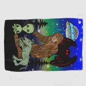 Cryptid Big Foot Alien Mothman UFO Chupacabra Golfhanddoek (Horizontaal)