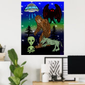 Cryptid Big Foot Alien Mothman UFO Chupacabra Poster (Thuiskantoor)