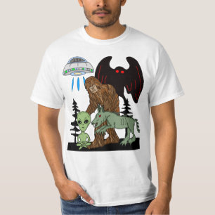 Cryptid Big Foot Alien Mothman UFO Chupacabra T-shirt