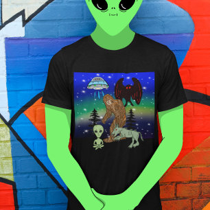 Cryptid Big Foot Alien Mothman UFO Chupacabra T-shirt
