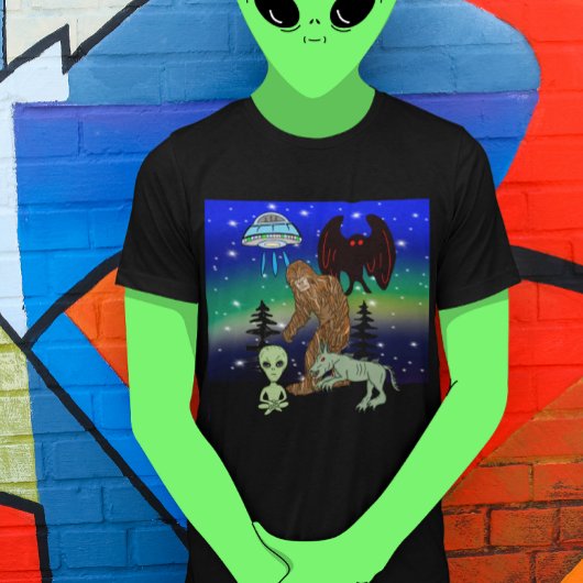 Cryptid Big Foot Alien Mothman UFO Chupacabra T-shirt