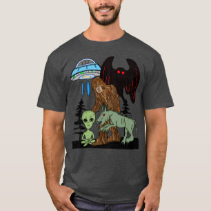 Cryptid Big Foot Alien Mothman UFO Chupacabra T-shirt
