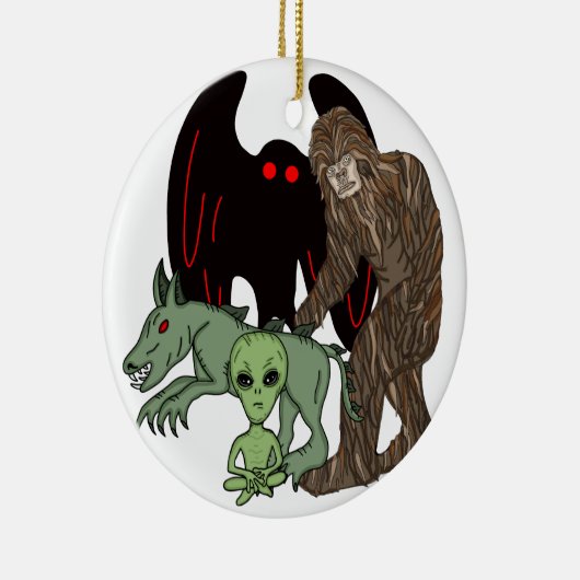 Cryptid Big foot, Chupacabra, Mothman, Alien Keramisch Ornament (Rechts)