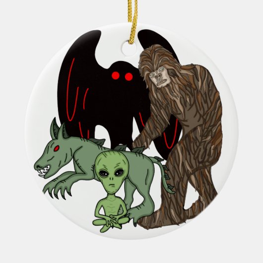 Cryptid Big foot, Chupacabra, Mothman, Alien Keramisch Ornament (Voorkant)