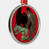 Cryptid Big foot, Chupacabra, Mothman, Alien Metalen Ornament (Rechts)