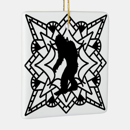 Cryptid Big foot, Sasquatch in een Mandala Keramisch Ornament (Rechts)