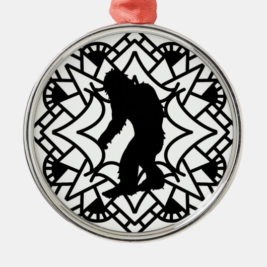 Cryptid Big foot, Sasquatch in een Mandala Metalen Ornament (Voorkant)