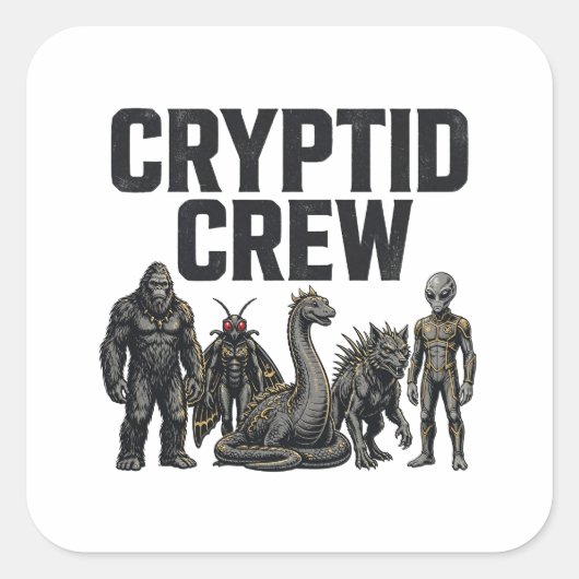 Cryptid Crew — Bigfoot Mothman Nessie Sticker (Voorkant)