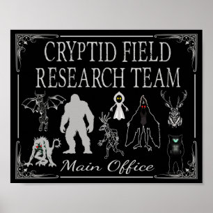 Cryptid Field Research Team Main Kantoor Bigfoot Poster