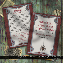 Cryptid Halloween Word Search Printable Party Game Feestdagenkaart