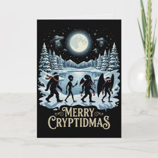 Cryptid Kerstmis Bigfoot Alien Mothman Kaart