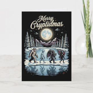 Cryptid Kerstmis Bigfoot Alien Mothman Kaart