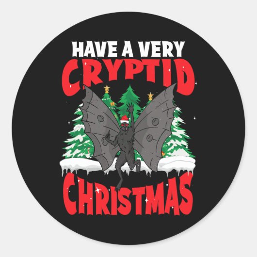 Cryptid Kerstmis Cryptozoölogie Vrolijke Mothmas M Ronde Sticker (Voorkant)