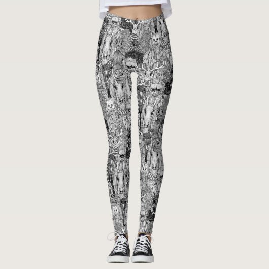 cryptid menigte zwarte witte leggings (Voorkant)