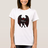 Cryptid Mothman zwarte vleugels, rode ogen T-shirt (Voorkant)