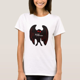 Cryptid Mothman zwarte vleugels, rode ogen T-shirt