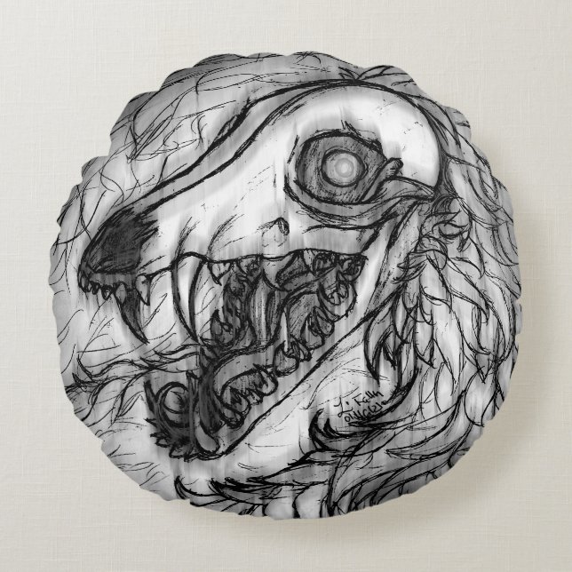 Cryptid: Sneeuw Wasset schets Rond Kussen (Voorkant)