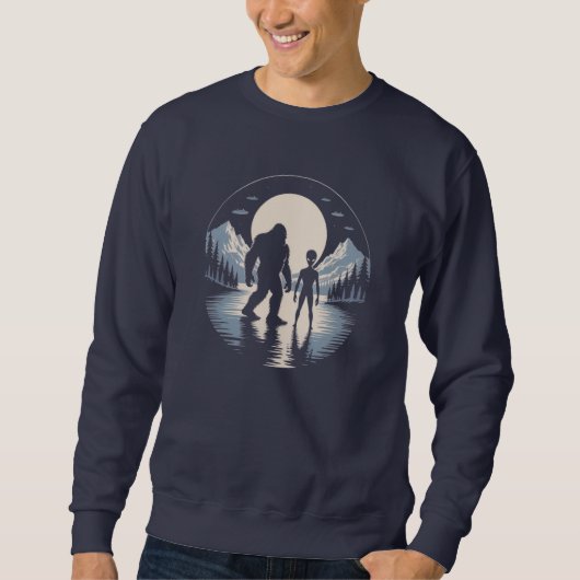 Cryptid UFO Bigfoot Alien Ontmoeting Trui (Voorkant)