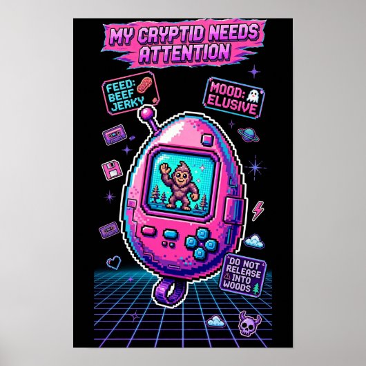 Cryptid virtueel huisdier 1997 — Retro Pixel Pal Poster (Voorkant)