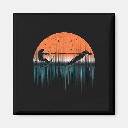 Cryptide waterskiën Loch Ness Monster Grappig Bigf Magneet (Voorkant)