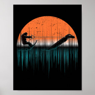 Cryptide waterskiën Loch Ness Monster Grappig Bigf Poster
