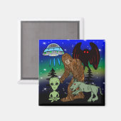 Cryptiden, Bigfoot, Sasquatch, Mothman, Alien, UFO Magneet (Voorkant / Achterkant)